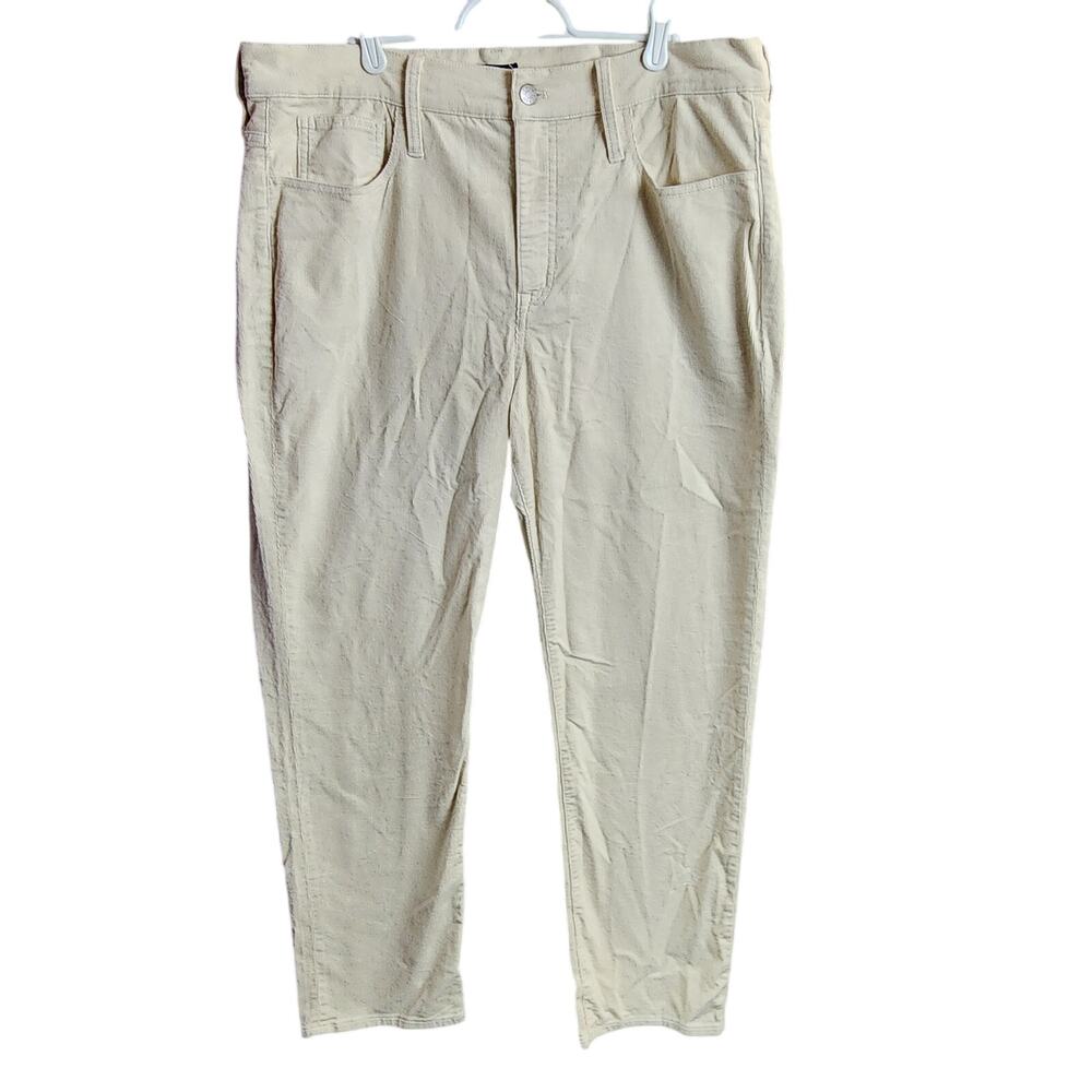 J. Crew Women's Cream Corduroy Straight Leg Pants Size 33" x 27" Stretch NEW